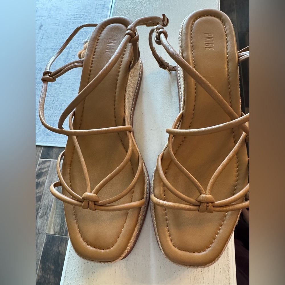 Paige Julia Wedge Brown Sandal Espadrille Size 9 - Picture 2 of 6